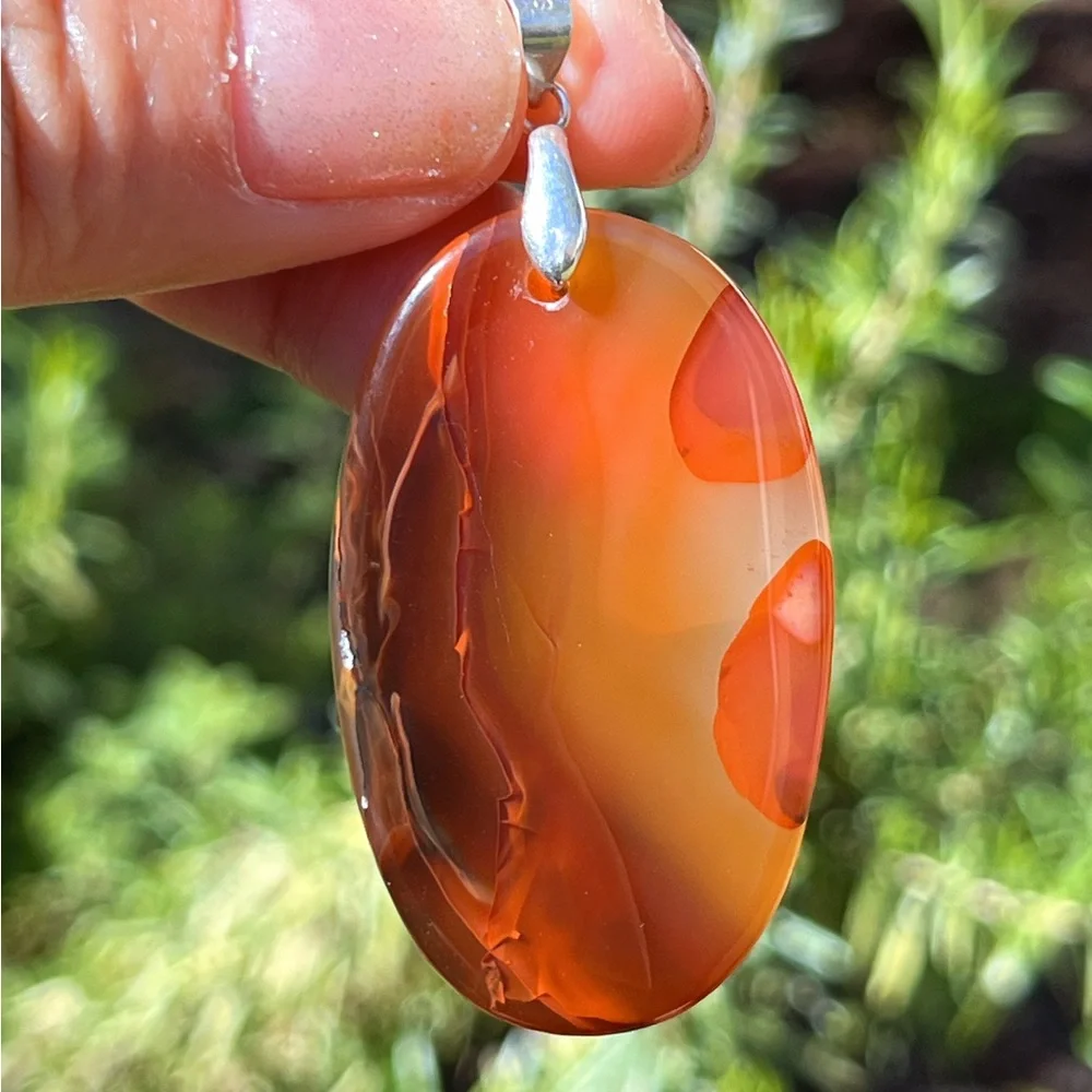 Silver‎ plated scenery agate pendant 1315